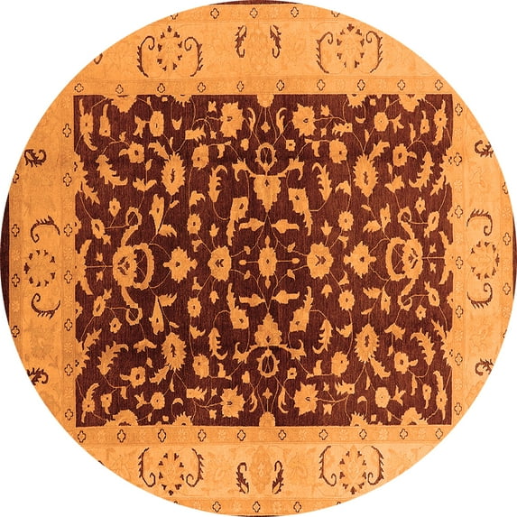 Ahgly Company Indoor Round Oriental Orange Traditional Area Rugs, 5' Round
