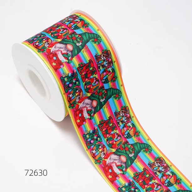 Cintas de satén de grogrén con estampado navideño para lazos, suministros de embalaje para decoración artesanal, 5 yardas 72256