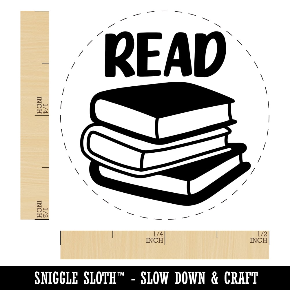 Read Stack of Books Self-Inking Rubber Stamp Ink Stamper - Dry Pad (No Ink) - Mini 1/2 Inch
