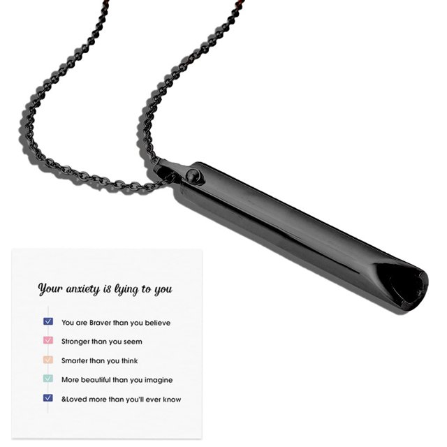 Colgante de meditación y pensamiento positivo, collar ajustable de acero inoxidable recubierto al vacío para aliviar la respiración