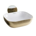 thumbnail image 3 of Isabella Plus Collection Rectangular Above Mount Basin with an Embossed Exterior, Smooth Interior, and Center Drain - White/Gold, 3 of 3