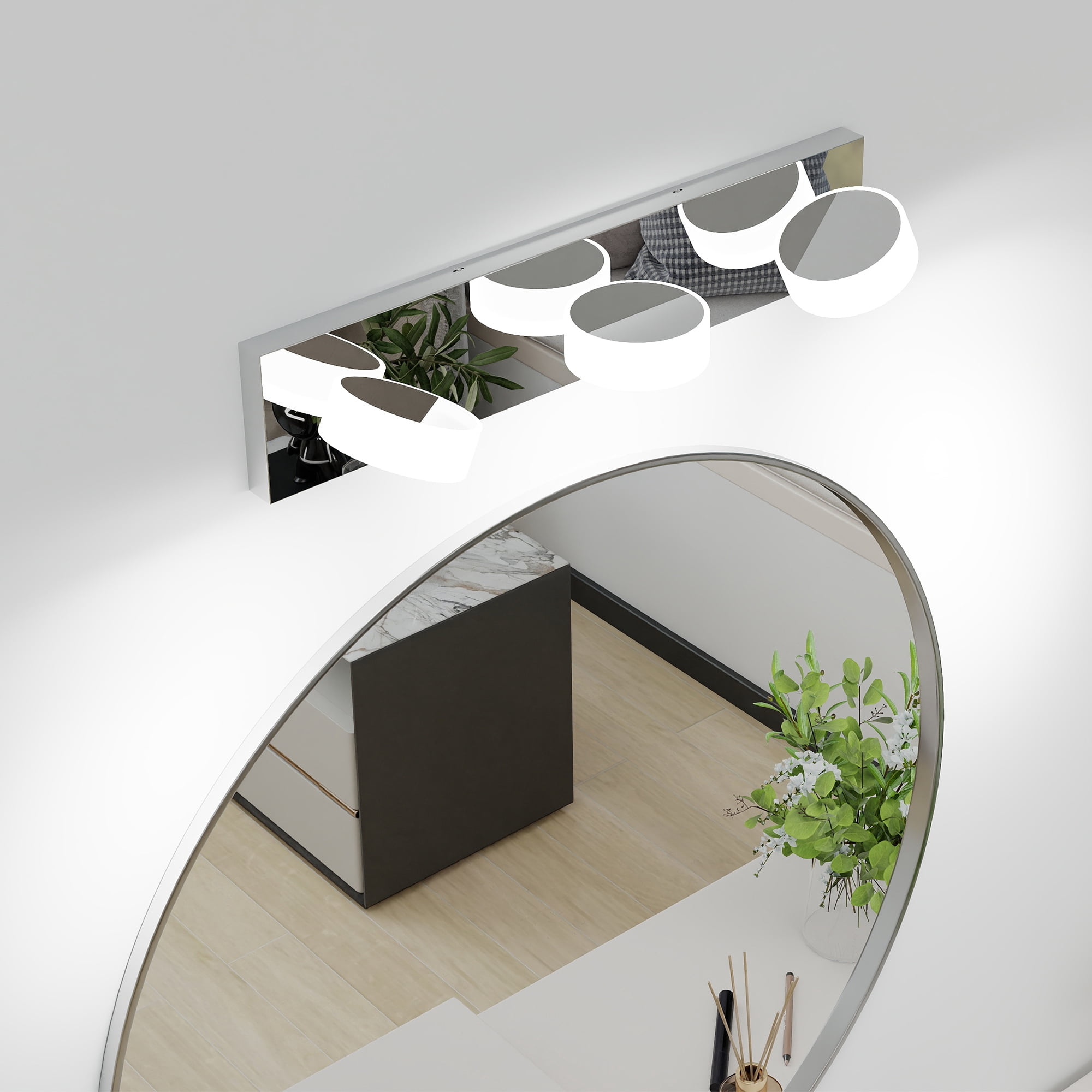 Leumius Modern 3-Light LED Vanity Light Fixture, Chrome Finish with Acrylic Light Shades, Energy-Efficient Bathroom Wall Sconce, Dimmable for Mirror, Shower and Bathroom Decor
