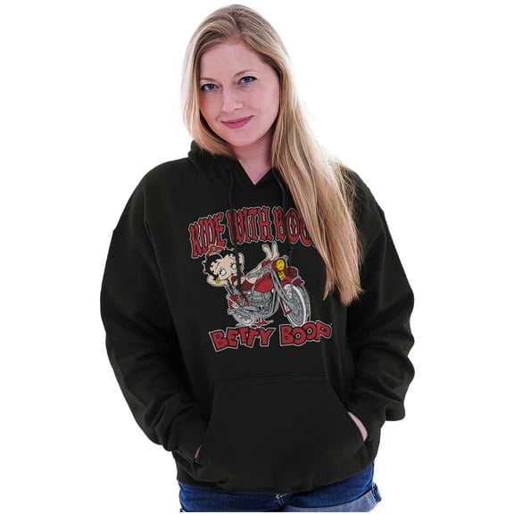 Cool Betty Boop Biker Ride Cartoon Hoodie Sweatshirt Women Brisco Brands S