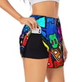 thumbnail image 3 of Lsque Geometry Dash Printed Women's Running Shorts with Liner Pockets,Elastic Quick Dry Workout Athletic Gym Yoga Shorts,Womens High Waist Shorts-Large, 3 of 9