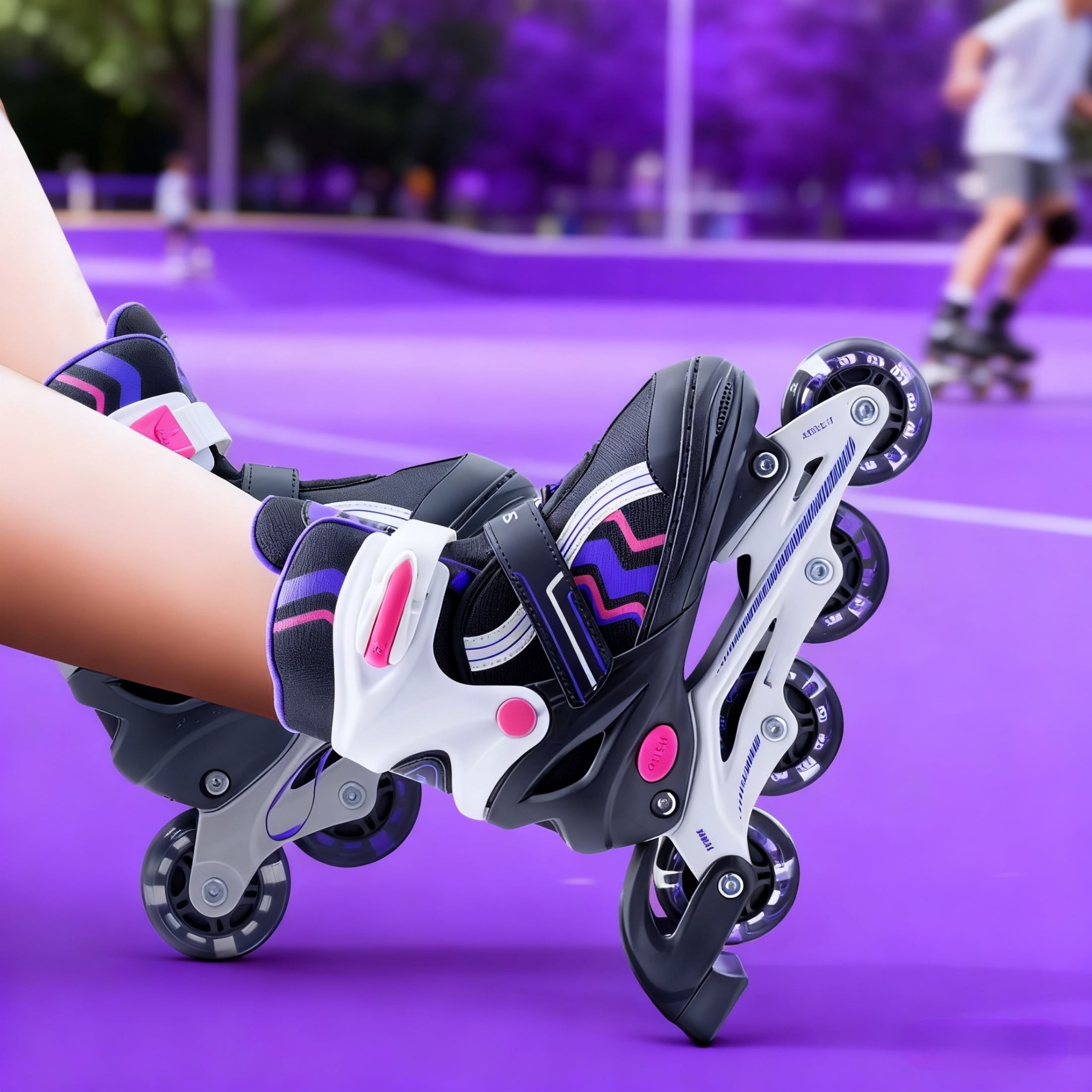 JZY Kids Inline Skates with Light-Up Wheels,4-Size Adjustable & Aluminum Frame Skate for Boys and Girls,Ideal for Beginners Ages 5-12