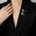 thumbnail image 3 of High-end Antique Orchid Brooch Elegant Green Zircon Brooch Cheongsam Accessories Pin Temperament, 3 of 12