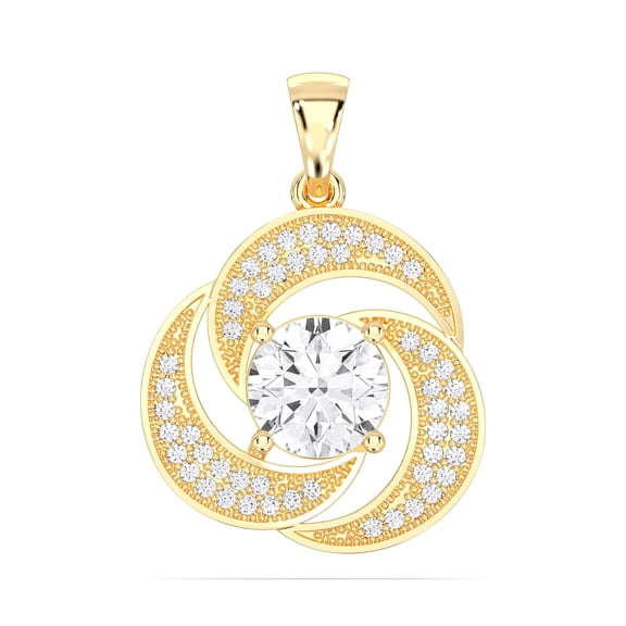 KEEVA JEWELS1.45 Carat Round Moissanite Spiral Pendant For Women Made in Yellow Gold Plated Silver