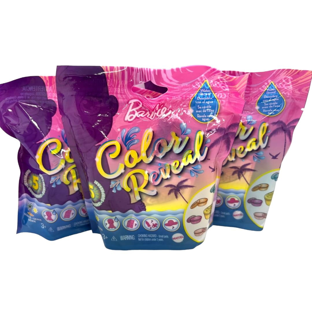 Barbie Color Reveal Baby Doll Sand & Sun Series (Bundle of 3) | 5 Surprise Reveals per Doll, Floatable Fruit Case & Accessories, Ages 3–9