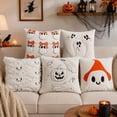 thumbnail image 4 of 1Pc Halloween Pillow Cover Spooky Ghost Jack O Lantern Embroidered White Throw Pillow Cover for Indoor Halloween Decor Fall Home Decor for Living Room Couch, 4 of 7
