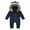 Navy, variant on Dealovy Infant Baby Boys Girls Clothes Unisex Winter Hooded Romper Long Sleeve Solid Color Onesie Jumpsuits