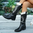 thumbnail image 5 of UngA Cowboys Boots for Women Mid Calf Cowgirl Boots Embroidery Stitched Western Boots Black,Size 6.5, 5 of 7