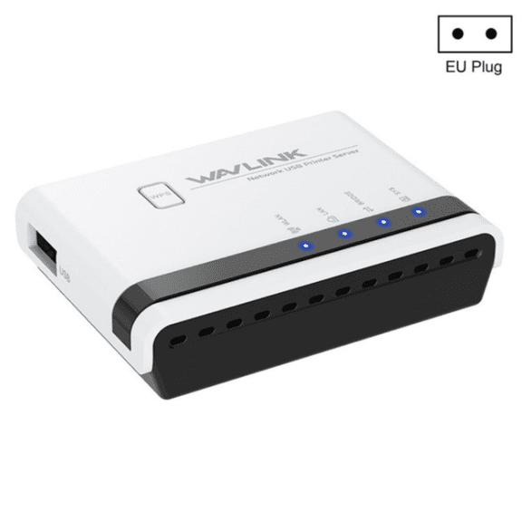WAVLINK NU516U1 USB 2.0 Wireless Print Server, 10/100Mbps LAN Wi-Fi Bridge Network Adapter, White