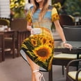 thumbnail image 3 of Disketp Beautiful Golden Sunflower Field para Vestido de Manga Corta para Mujeres, Vestidos de Verano para Mujeres, Casual y Holgado para la Playa, 3 of 6