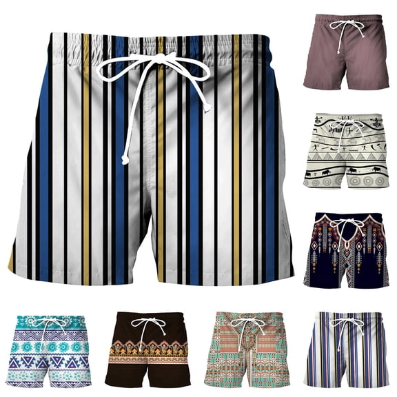 XINPING Big and Tall Men's Swim Trunks Extended Sizes Retro Athletic Tropical Print Quick Dry Surf Board Shorts with Pockets Stretch Fabric Beach Shorts Bathing Suits