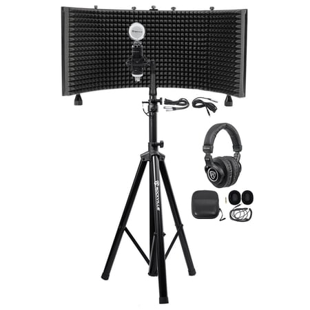 Rockville Recording Studio Microphone+Isolation Shield+Headphones+Tripod Stand
