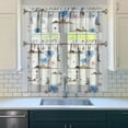 thumbnail image 3 of Palm Tree and Sailboat Print Kitchen Curtain Set, 3pcs Polyester Valance and Tiers 27.5x36in, Coastal Island Beach Theme Window Drapes, 3 of 6