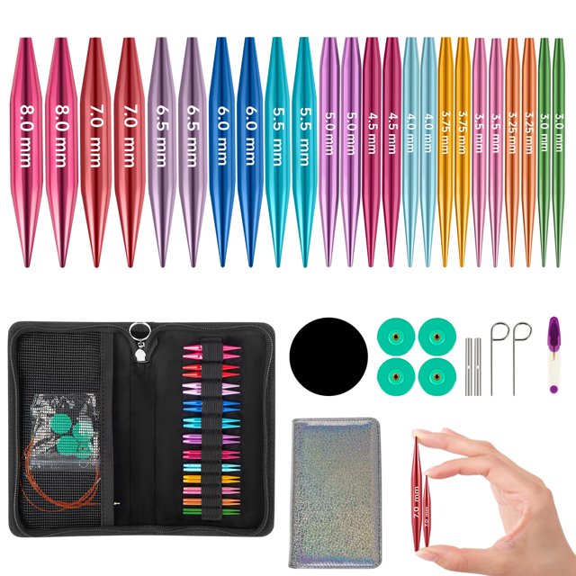 Juego de Agujas de Tejer Sykart 3-8mm 12 Pares con Estuche
