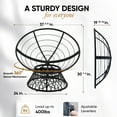 thumbnail image 4 of Bme Papasan Chair with Fabric Cushion, Metal Swivel Base, Sterling Fog - Black Frame, 4 of 7