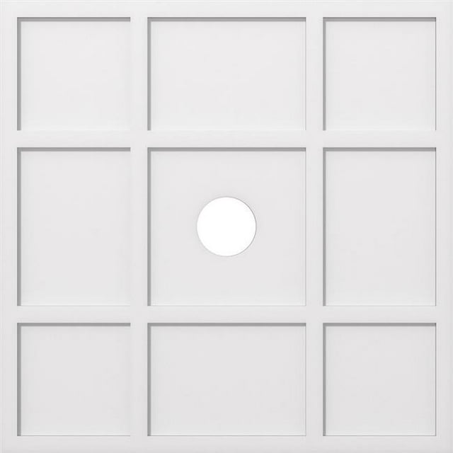 Ekena Millwork CMP38RK-05000 38 in. OD x 5 in. ID Square Rubik Architectural Grade PVC Contemporary Ceiling Medallion