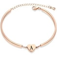 thumbnail image 3 of HSHDLDF Rose Gold Heart Initial Letter Bracelets Engraved Alphabet 26 Letters Charms Cuff Bracelet Stainless Steel Expandable Personalized Name Jewelry, 3 of 6