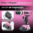 thumbnail image 3 of Ensemble de Perceuse Rose pour Femmes 20v Sans Fil, Kit d'Outils pour Perceuse Électrique Li-ion pour Femmes, Ensemble de Perceuse Électrique avec Sac à Outils, Chauve-Souris, 3 of 5
