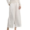 thumbnail image 3 of Glonme Summer Pants for Women Casual Pockets Cotton Linen Wide Leg Drawstring Elastic Waist Capris Crop Pants White XL, 3 of 4