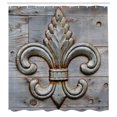 thumbnail image 3 of Ambesonne Fleur De Lis Shower Curtain, Sign Wood, 69"Wx75"L, Grey Brown, 3 of 5