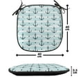 thumbnail image 4 of Anchor Chair Seating Cushion Set of 4, Pattern with Anchors Modern Adventurous Striped Coastline Marine, Seat Pads for Office with Anti-slip Backing, 16"x16", Pale Blue Dark Green, by Ambesonne, 4 of 6
