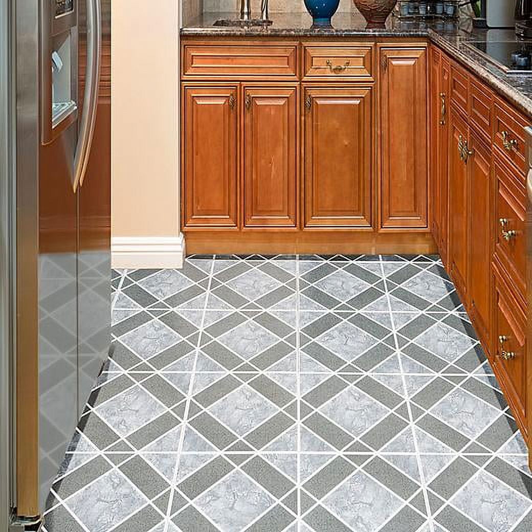 Diamonds Light Blue Stone Vinyl Floor Tiles Self Stick Peek Flooring  12'' x 12'' 5-Pack (100 Pieces)