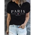 thumbnail image 1 of Camiseta con estampado PARIS, manga corta, cuello redondo, informal, para verano y primavera, para mujer, para adultos, hombres, mujeres, adolescentes, jóvenes, deportiva, informal., 1 of 7