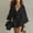 Black, variant on Women Beach Vacation Three Piece Suit V Neck Camisole Top Loose Open Front Cardigan Drawstring Casual Shorts Summer Resort Leisure Matching Outfit White XL