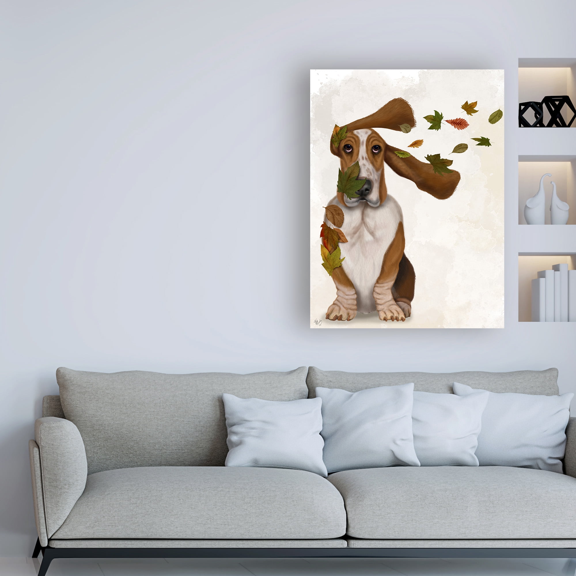 Trademark Fine Art 'Basset Hound Windswept and Interesting' Canvas Art by Fab Funky