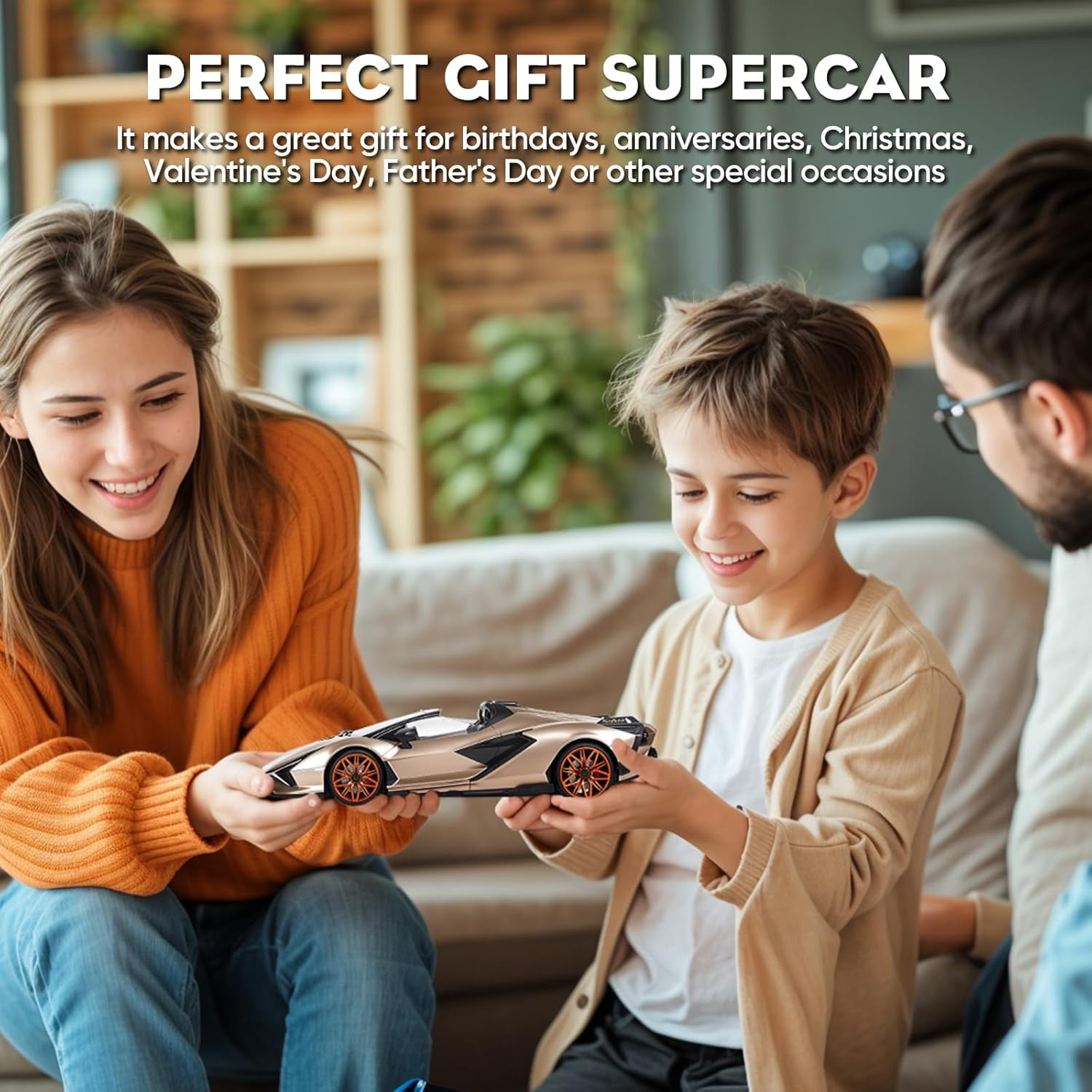 Miebely Lamborghini 1:16 RC Car, 7.4V 500mAh, 12Km/h, 2.4Ghz Model Car for Adults Boys Girls Birthday Ideas Gift(Champagne)