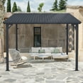 thumbnail image 5 of JOIVI 10' x 10' Outdoor Lean to Gazebo, Hardtop Wall Mounted Gazebo with Sloping Roof, Awnings for Patio with All-Iron Frame, Pergolas for Patio, Backyard, Deck, 5 of 8