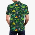 thumbnail image 3 of Balery Dinosaurs and Tropical Leaves and Flowers Printed Men’s Short Sleeve Polo Shirt, Midweight Men's Shirt,Golf Polo shirts -4X-Large, 3 of 8