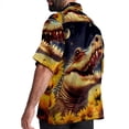 thumbnail image 3 of Crocodile Starry Sky Sunflower Men's Short Sleeve Button Down Beach Shirts, Casual Printed Summer Unisex Tops, 3 of 6