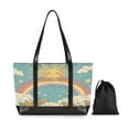 thumbnail image 7 of FORMRS Canvas Laptop Tote Bag for Women with 15.6" Computer Compartments Shoulder Handbag, Retro Beige Rainbow, 7 of 7