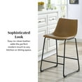 thumbnail image 5 of Walker Edison 34.5" Faux Leather Counter Stools in Brown (Set of 2), 5 of 12