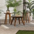 thumbnail image 4 of 3-Piece Solid Acacia Wood Round Coffee Table and End Tables in Dark Brown, 4 of 6