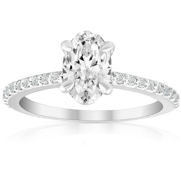 Pompeii 1 1/2Ct Oval Diamond Engagement Ring 14k White Gold Lab Grown (FG,VS)