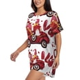 thumbnail image 2 of Uemuo Truck With Gnomes Pattern Women's Short-Sleeved Pajama, Button-Front Loungewear, 2-Piece Summer Sleepwear, Elastic Drawstring Shorts-3X-Large, 2 of 7