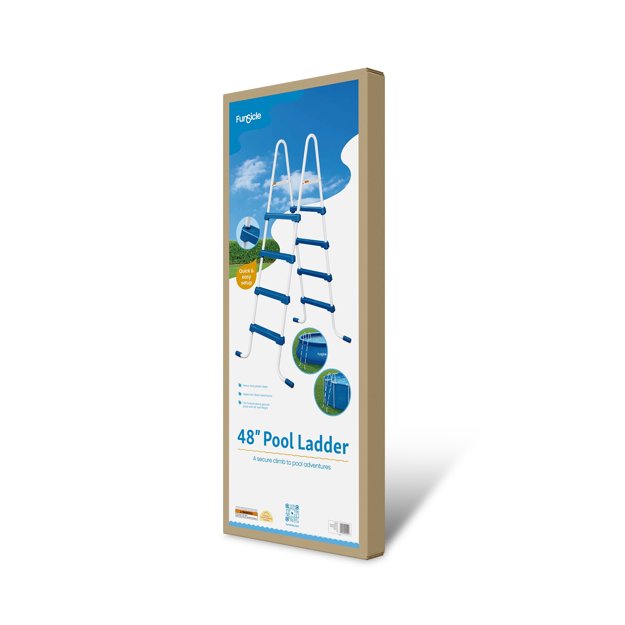 Funsicle 48" SureStep Pool Ladder, for Above Ground Swimming Pools, Blue & White