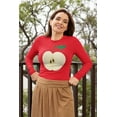 thumbnail image 4 of Old Glory Womens Halloween Apple Slice Costume Long Sleeve Graphic T Shirt, 4 of 6