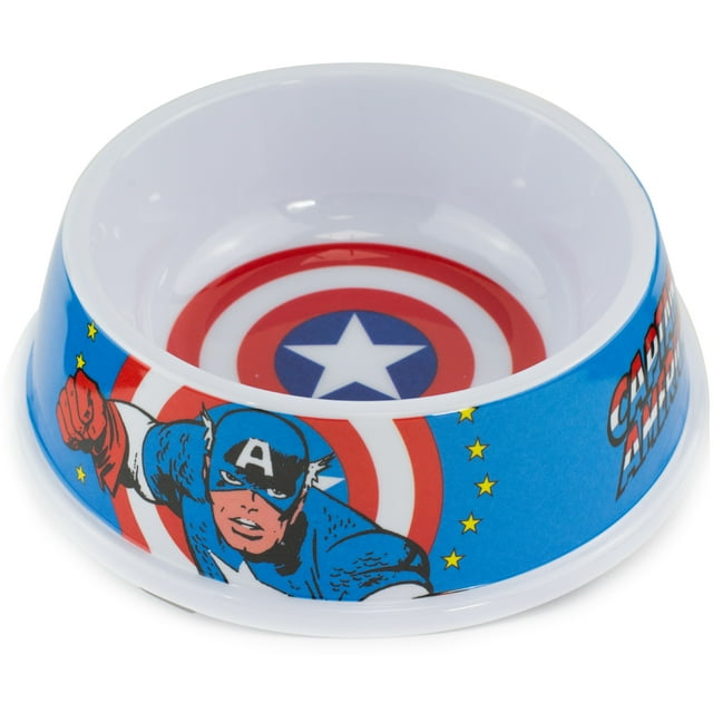 Buckle-Down Bol de Nourriture pour Chien Captain America Shield Pose d'Action Bleu Rouge Blanc 16 Onces
