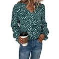 thumbnail image 3 of SLADYGLO Women Floral Print V Neck Ruffle Long Sleeve Blouse, 3 of 7