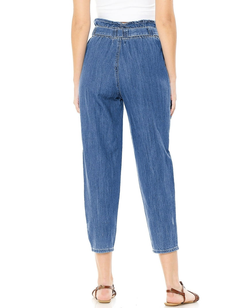 Mom Jeans Paperbag Waist Pants Plus Size Wax Jeans Women's High
