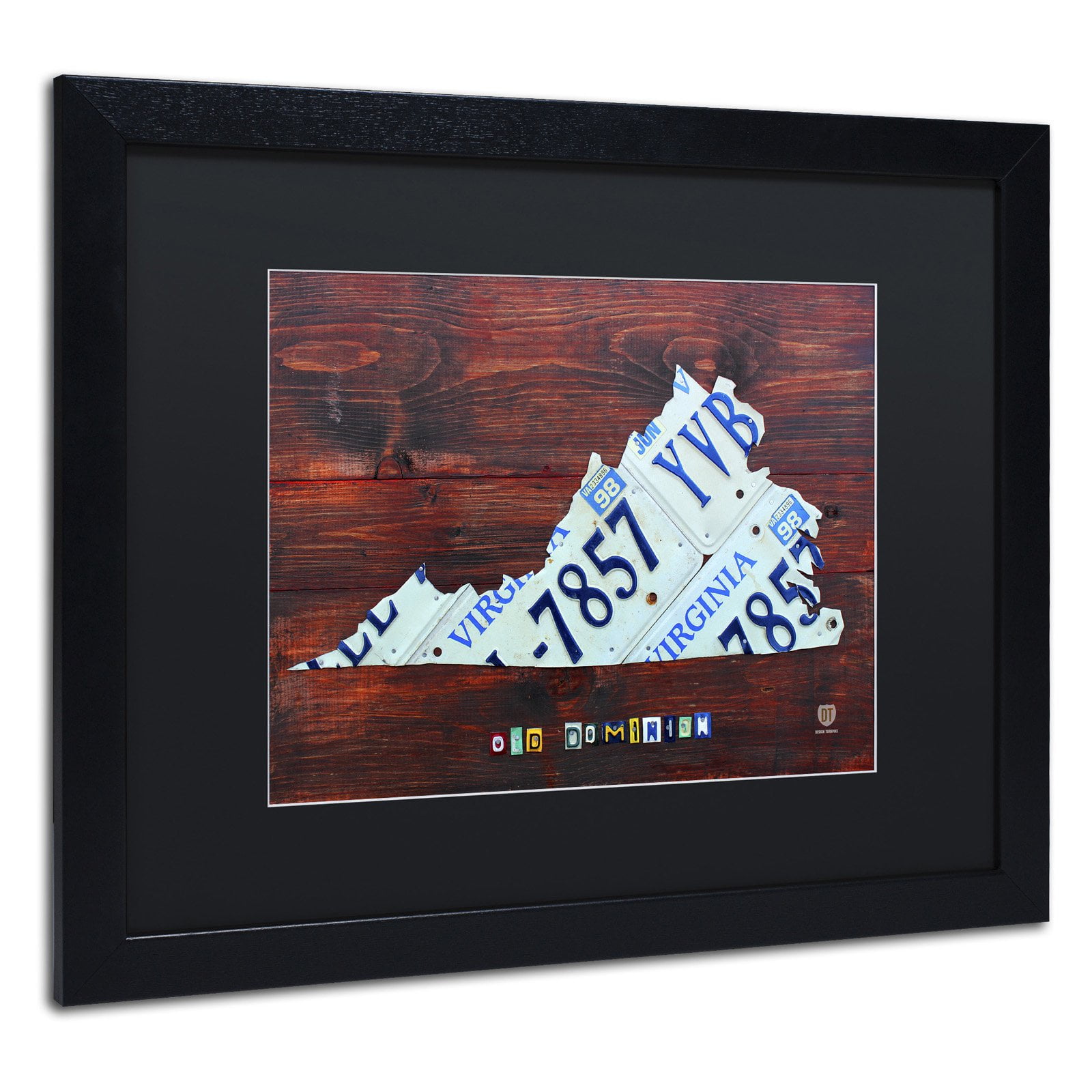 Trademark Fine Art 'Virginia License Plate Map II' Canvas Art by Design Turnpike, White Matte, Black Frame