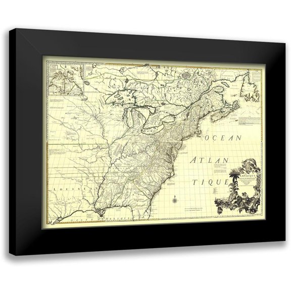 Unknown 14x11 Black Modern Framed Museum Art Print Titled - America with French English Establishments - 1756