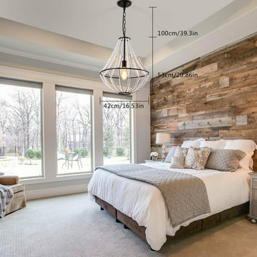 Wood Gray White Beaded Chandelier Pendant light Ceiling Lamp Light Fixtures Dimmable Ceiling Light Hanging Pendant Lamp Chandelier  Island Fixture Handmade  Cone Chandelier Lighting Hanging Lamp