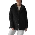 thumbnail image 1 of Yuyuzo Womens Quilted Jackets Long Sleeve Hooded Button down Coats Solid Color Blouses with Pockets, 1 of 6